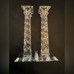 Crystal Candle Holders Set of 2-10” Tall Crystal Candlestick Holders-Centerpiece